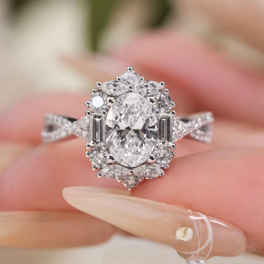 1 Carat Moissanite 925 Sterling Silver Ring Silver / 5 Apparel and Accessories