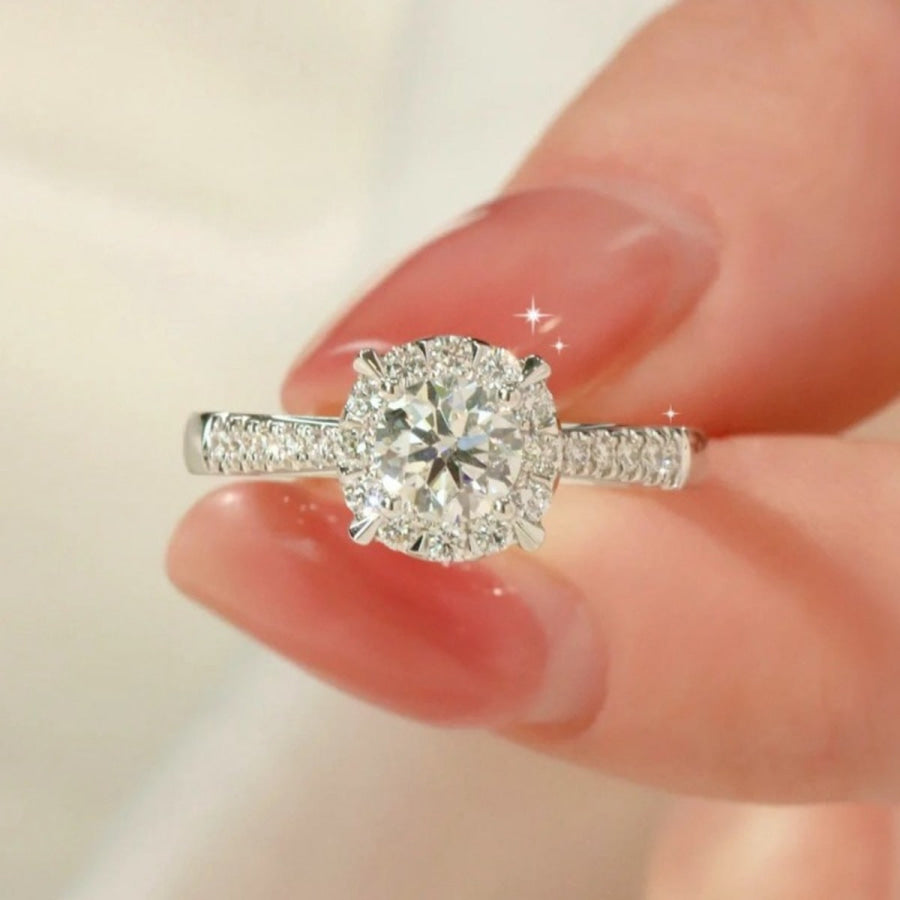1 Carat Moissanite 925 Sterling Silver Ring Silver / 5 Apparel and Accessories