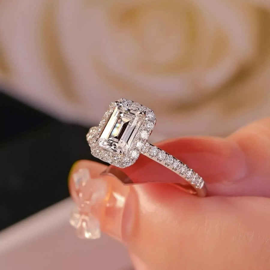1 Carat Moissanite 925 Sterling Silver Ring Silver / 5 Apparel and Accessories