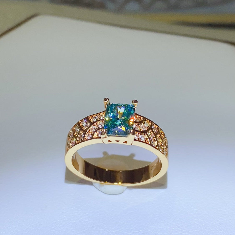 1 Carat Moissanite 925 Sterling Silver Ring Gold / 5 Apparel and Accessories