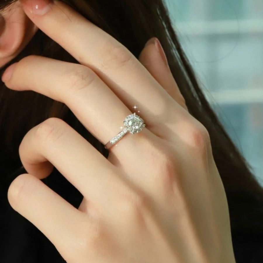 1 Carat Moissanite 925 Sterling Silver Ring Silver / 5 Apparel and Accessories