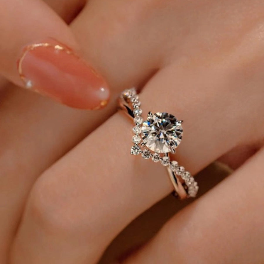 1 Carat Moissanite 925 Sterling Silver Ring Silver / 5 Apparel and Accessories