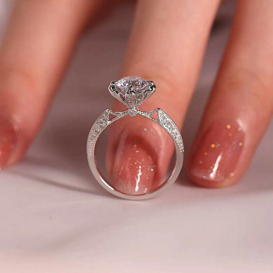1 Carat Moissanite 925 Sterling Silver Ring Silver / 5 Apparel and Accessories