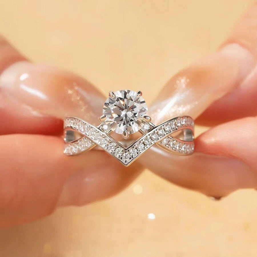 1 Carat Moissanite 925 Sterling Silver Ring Silver / 5 Apparel and Accessories