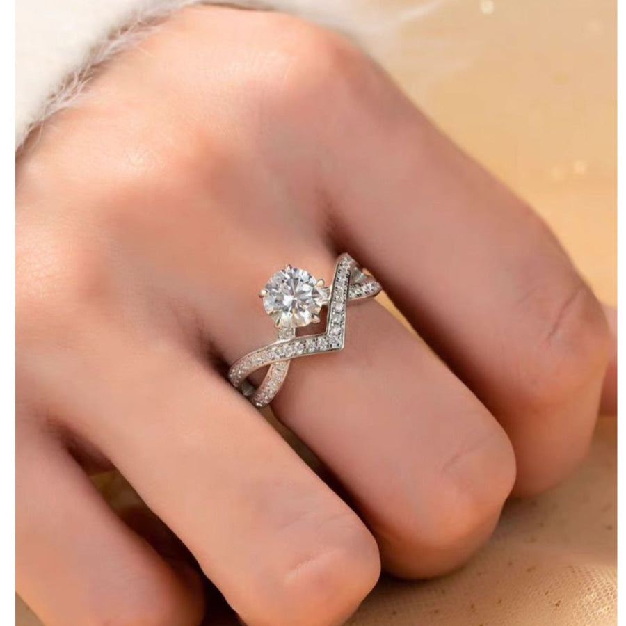 1 Carat Moissanite 925 Sterling Silver Ring Apparel and Accessories