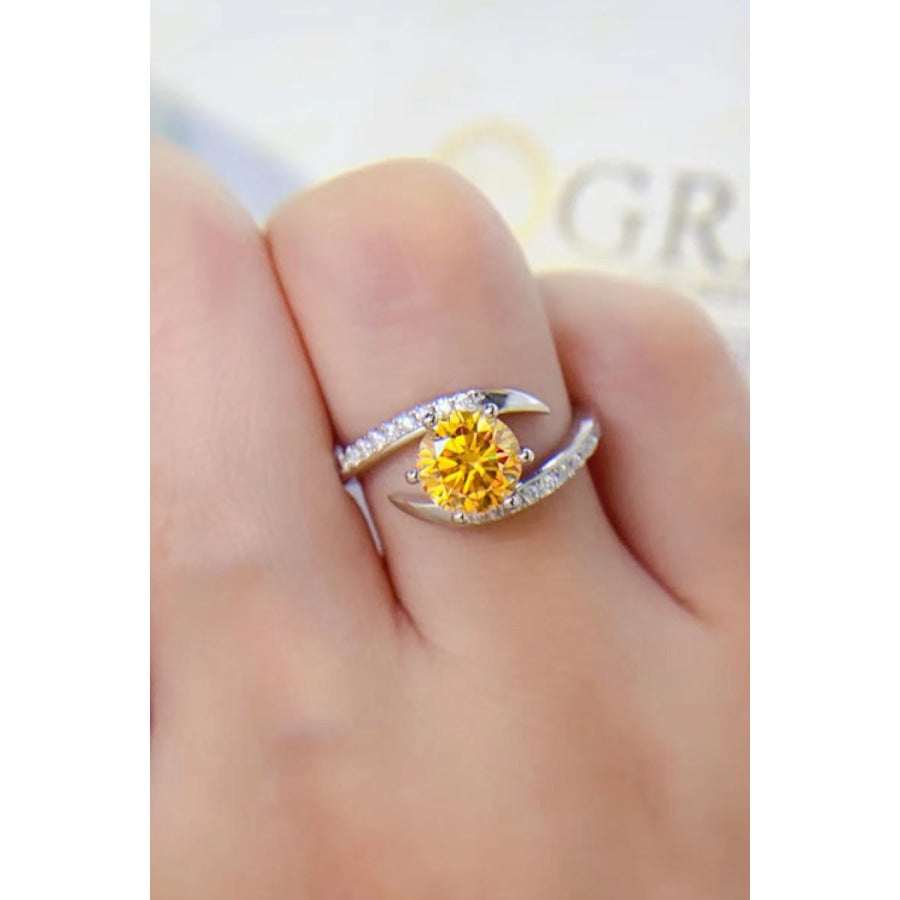 1 Carat Moissanite 925 Sterling Silver Ring Banana Yellow / 4.5