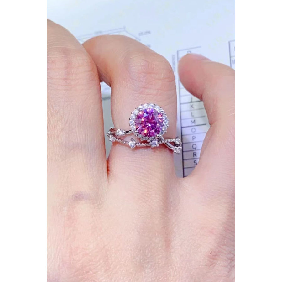 1 Carat Moissanite 925 Sterling Silver Ring Carnation Pink / 4.5