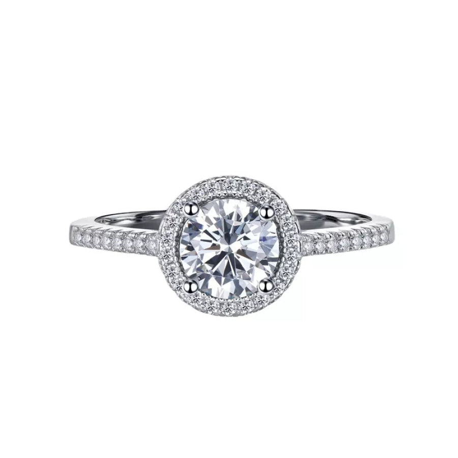 1 Carat Moissanite 925 Sterling Silver Ring Mosante / One Size Apparel and Accessories