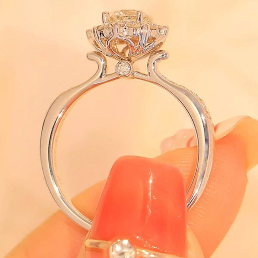 1 Carat Moissanite 925 Sterling Silver Ring Silver / One Size Apparel and Accessories