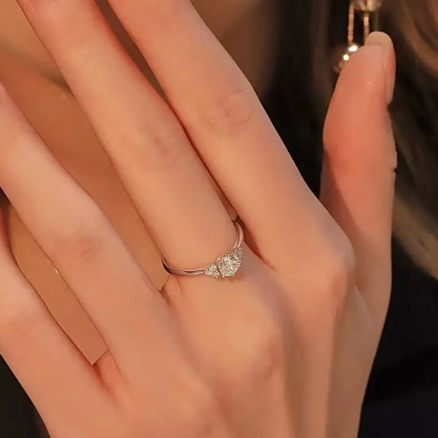 1 Carat Moissanite 925 Sterling Silver Ring Silver / One Size Apparel and Accessories