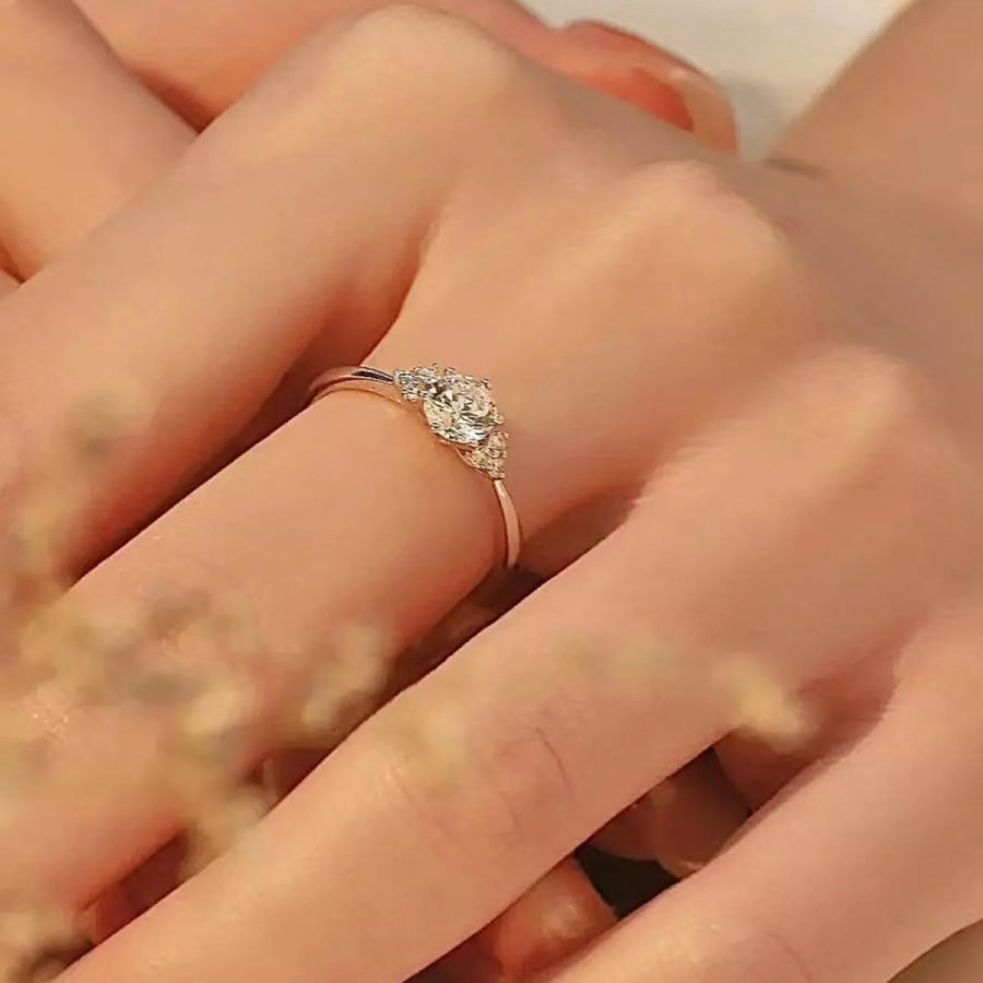 1 Carat Moissanite 925 Sterling Silver Ring Silver / One Size Apparel and Accessories