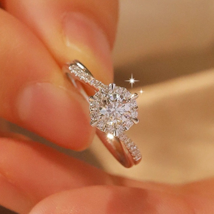 1 Carat Moissanite 925 Sterling Silver Ring Silver / One Size Apparel and Accessories