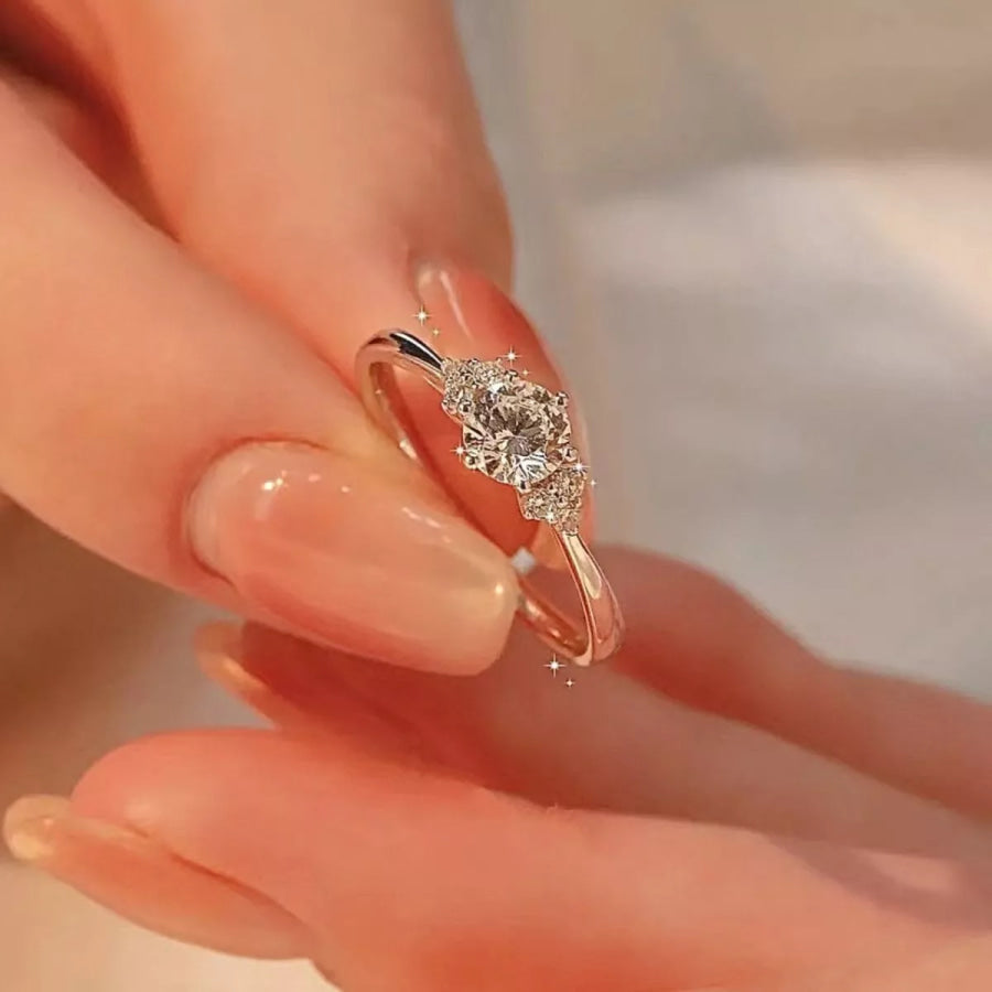 1 Carat Moissanite 925 Sterling Silver Ring Silver / One Size Apparel and Accessories