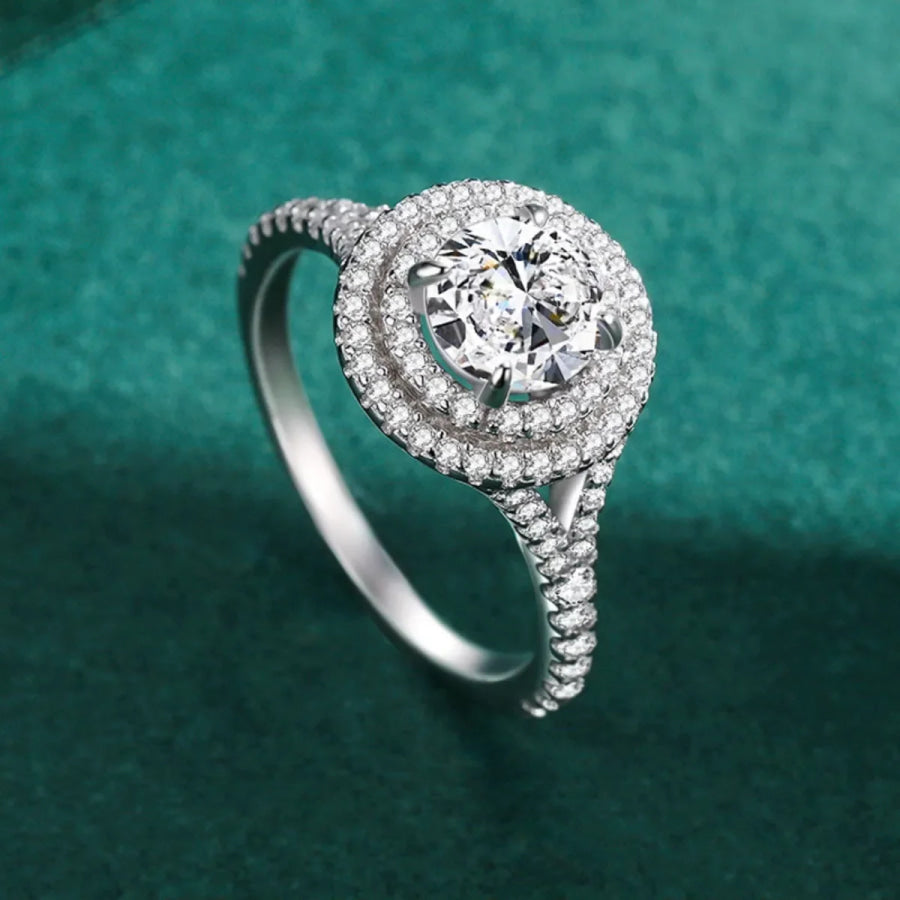 1 Carat Moissanite 925 Sterling Silver Ring Silver / One Size Apparel and Accessories