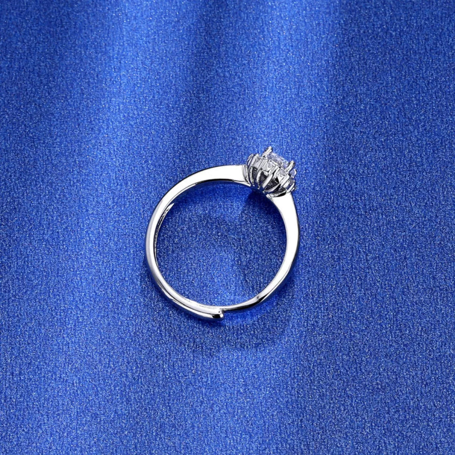 1 Carat Moissanite 925 Sterling Silver Ring Silver / One Size Apparel and Accessories