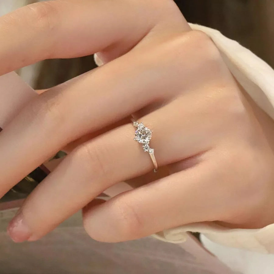 1 Carat Moissanite 925 Sterling Silver Ring Silver / One Size Apparel and Accessories