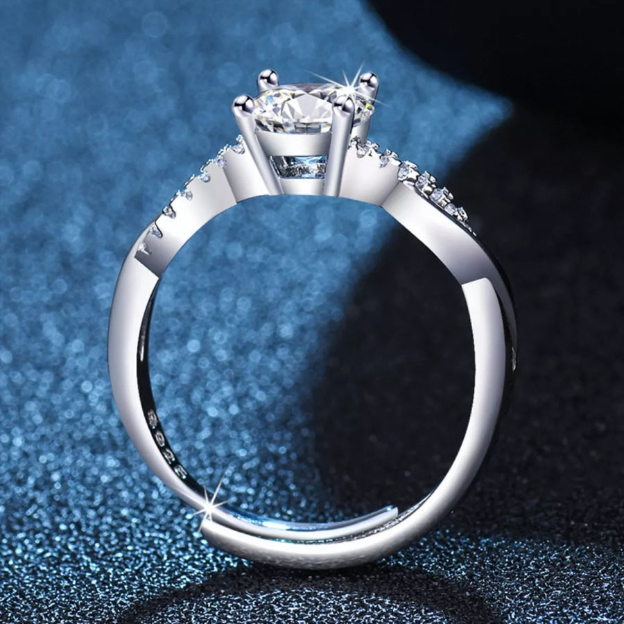 1 Carat Moissanite 925 Sterling Silver Ring Silver / One Size Apparel and Accessories