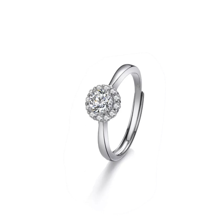1 Carat Moissanite 925 Sterling Silver Ring Silver / One Size Apparel and Accessories