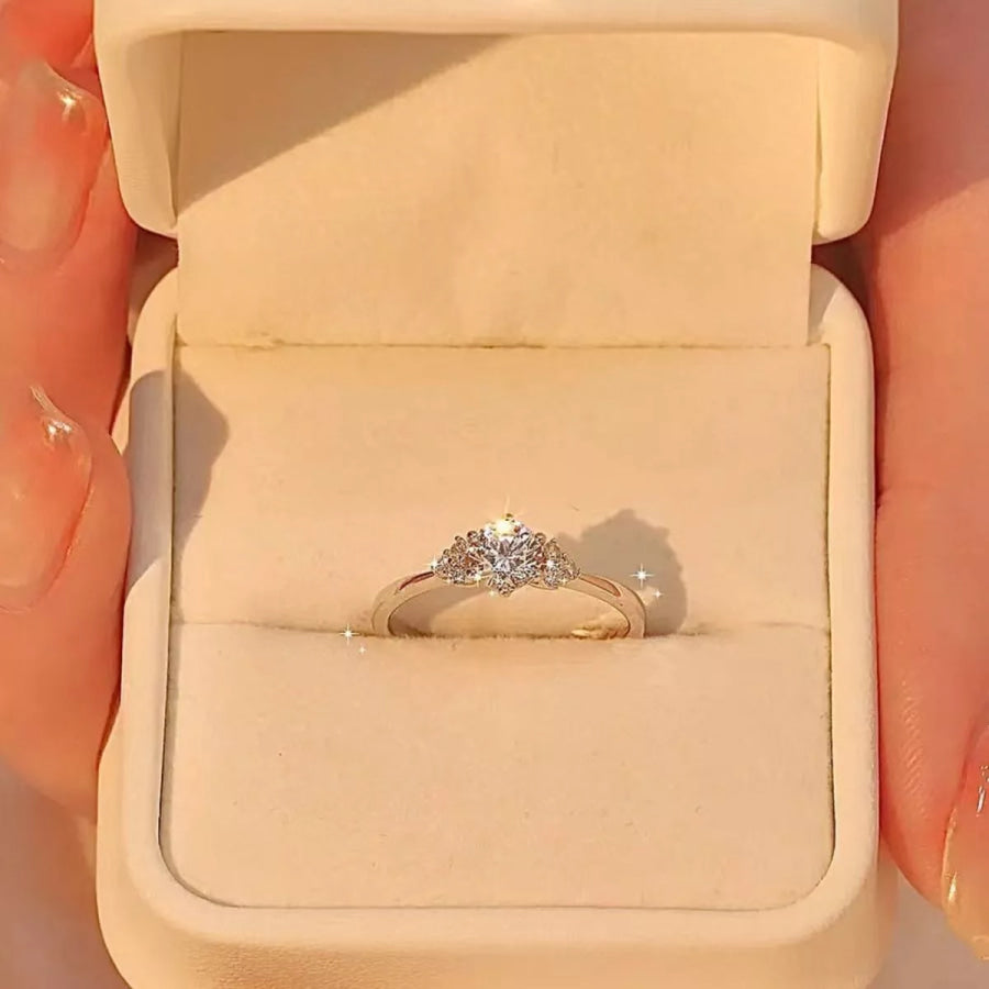 1 Carat Moissanite 925 Sterling Silver Ring Silver / One Size Apparel and Accessories