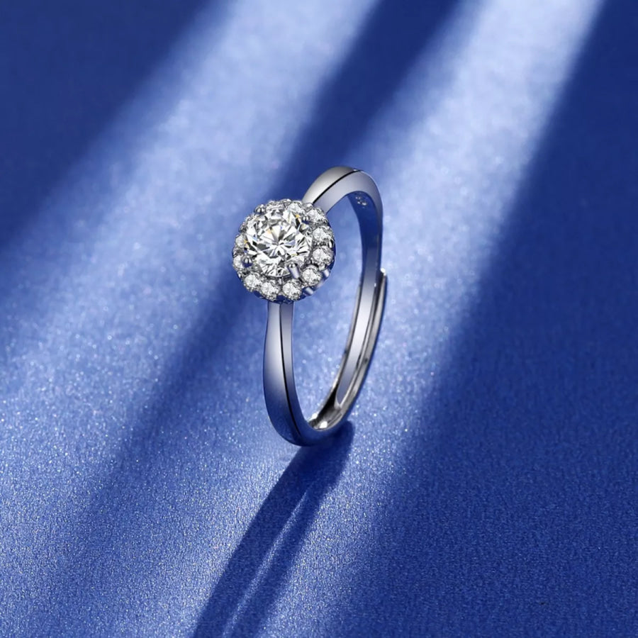 1 Carat Moissanite 925 Sterling Silver Ring Silver / One Size Apparel and Accessories