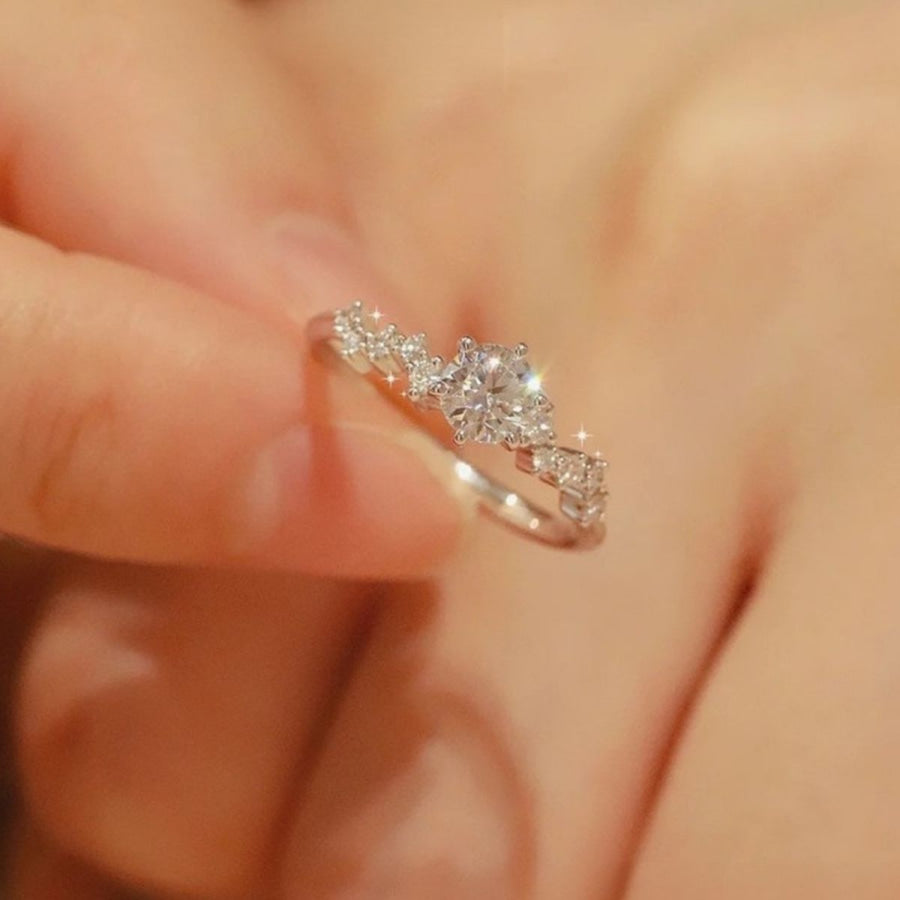 1 Carat Moissanite 925 Sterling Silver Ring Silver / One Size Apparel and Accessories