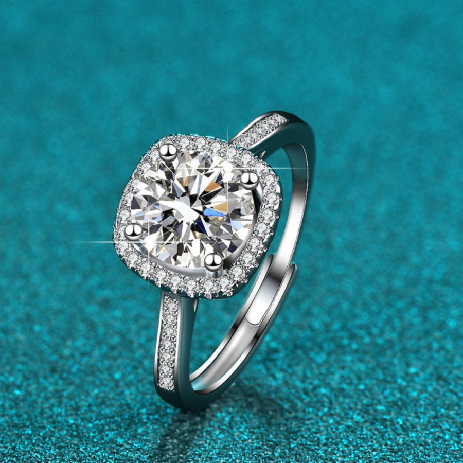 1 Carat Moissanite 925 Sterling Silver Ring Silver / One Size Apparel and Accessories