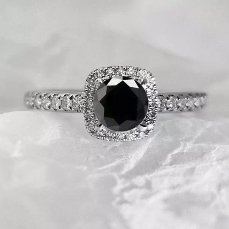1 Carat Moissanite 925 Sterling Silver Ring Silver / One Size Apparel and Accessories