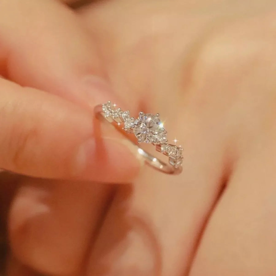 1 Carat Moissanite 925 Sterling Silver Ring Silver / One Size Apparel and Accessories