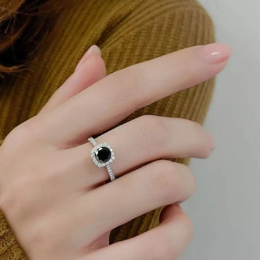 1 Carat Moissanite 925 Sterling Silver Ring Silver / One Size Apparel and Accessories