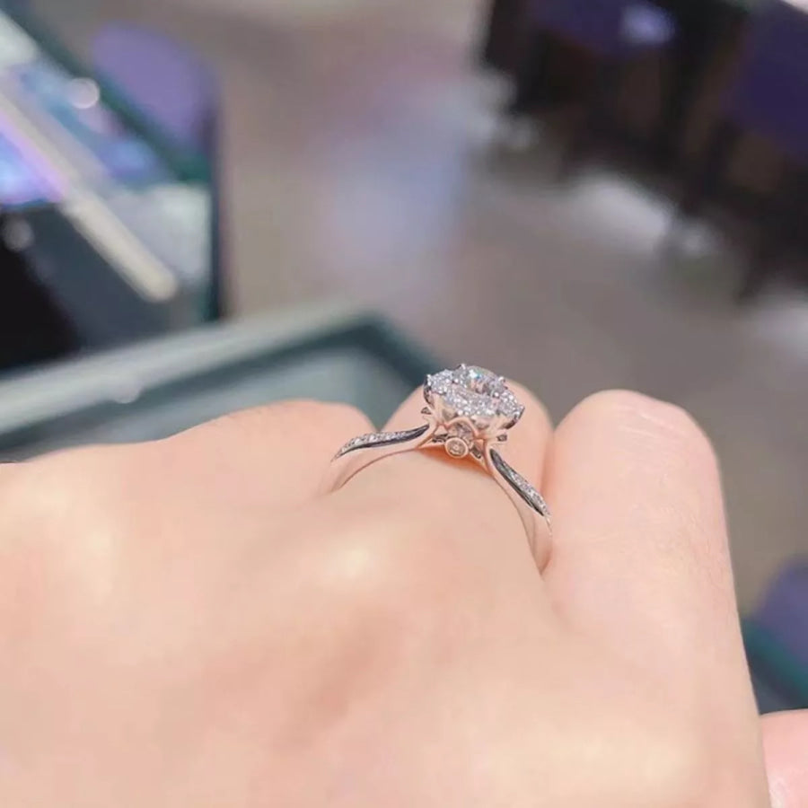 1 Carat Moissanite 925 Sterling Silver Ring Silver / One Size Apparel and Accessories