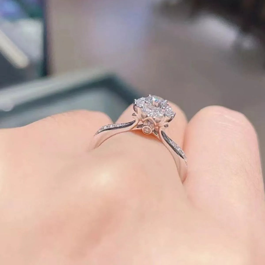 1 Carat Moissanite 925 Sterling Silver Ring Silver / One Size Apparel and Accessories