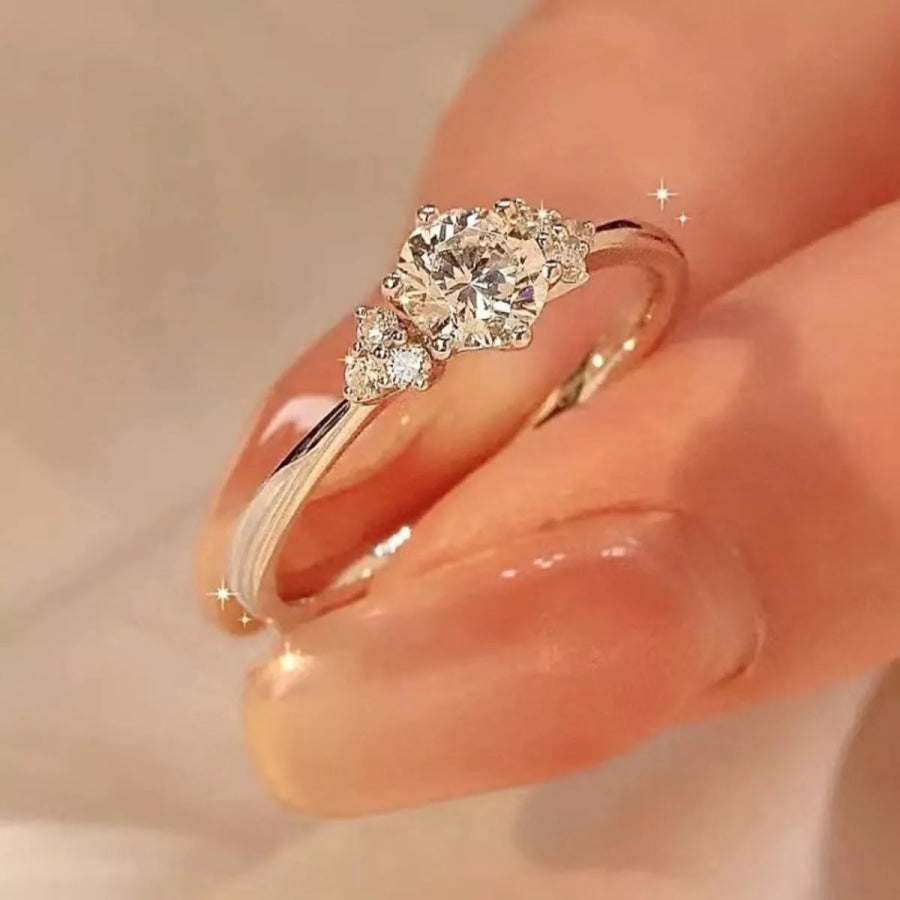 1 Carat Moissanite 925 Sterling Silver Ring Silver / One Size Apparel and Accessories