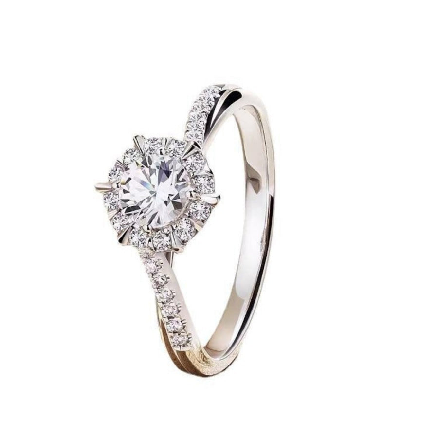 1 Carat Moissanite 925 Sterling Silver Ring Silver / One Size Apparel and Accessories