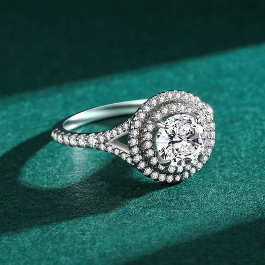 1 Carat Moissanite 925 Sterling Silver Ring Silver / One Size Apparel and Accessories