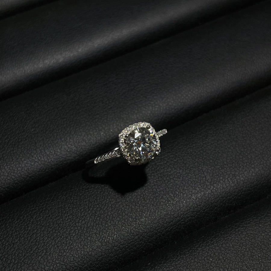 1 Carat Moissanite 925 Sterling Silver Ring Silver / One Size Apparel and Accessories
