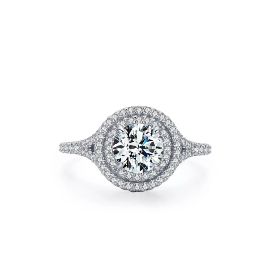 1 Carat Moissanite 925 Sterling Silver Ring Silver / One Size Apparel and Accessories