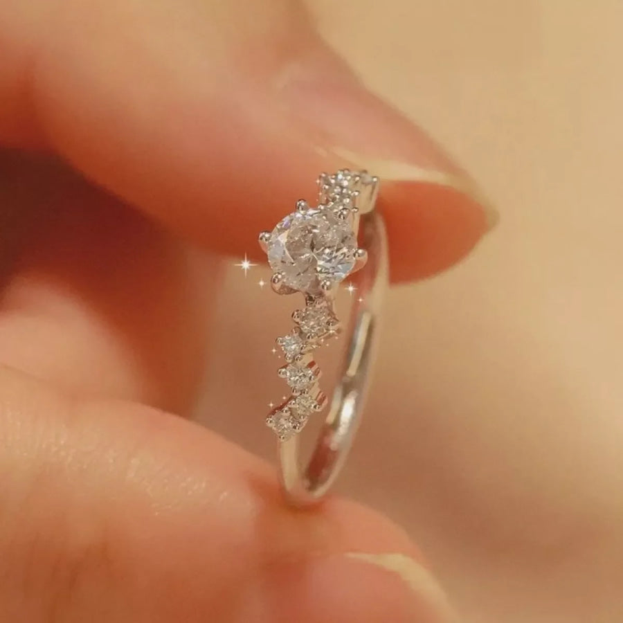 1 Carat Moissanite 925 Sterling Silver Ring Silver / One Size Apparel and Accessories