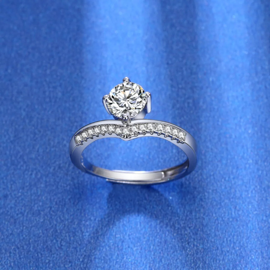1 Carat Moissanite 925 Sterling Silver Ring Silver / One Size Apparel and Accessories
