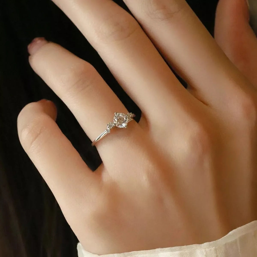 1 Carat Moissanite 925 Sterling Silver Ring Silver / One Size Apparel and Accessories