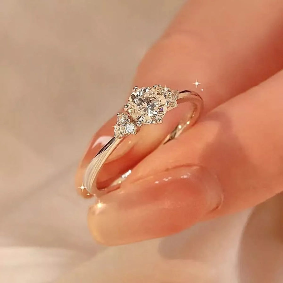 1 Carat Moissanite 925 Sterling Silver Ring Silver / One Size Apparel and Accessories