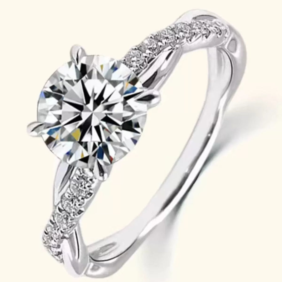 1 Carat Moissanite 925 Sterling Silver Ring Silver / One Size Apparel and Accessories