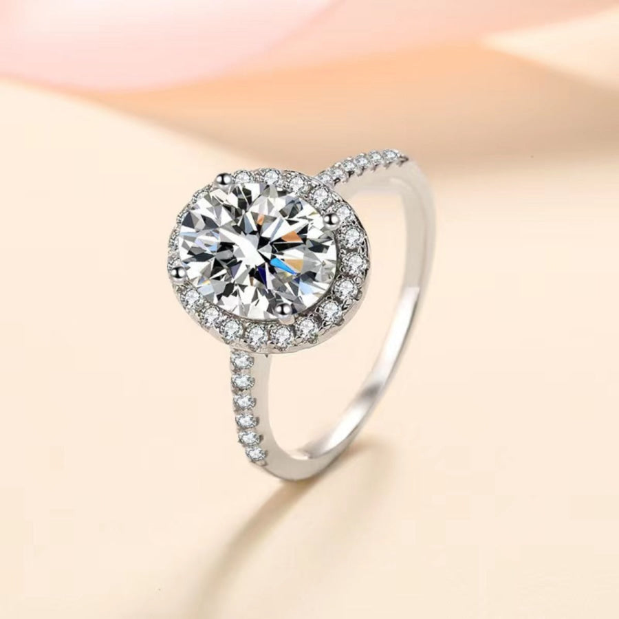 1 Carat Moissanite 925 Sterling Silver Ring Silver / One Size Apparel and Accessories