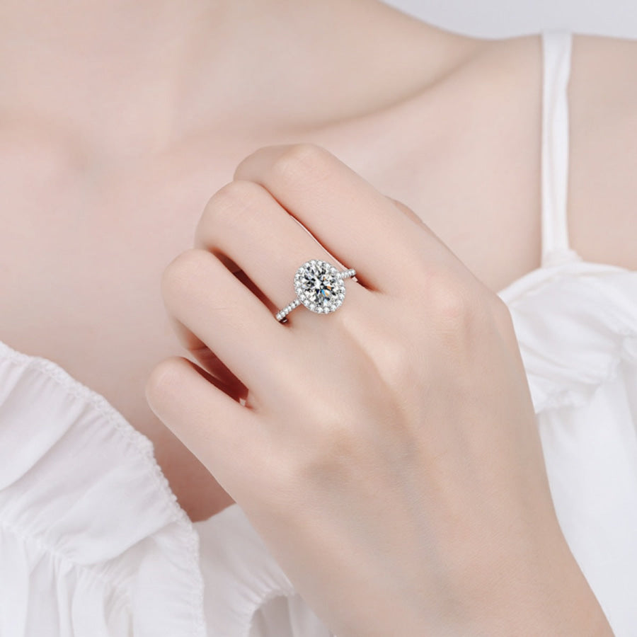1 Carat Moissanite 925 Sterling Silver Ring Silver / One Size Apparel and Accessories
