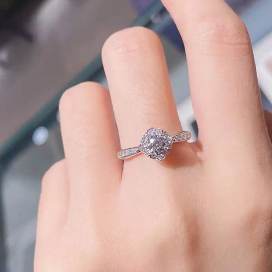 1 Carat Moissanite 925 Sterling Silver Ring Silver / One Size Apparel and Accessories
