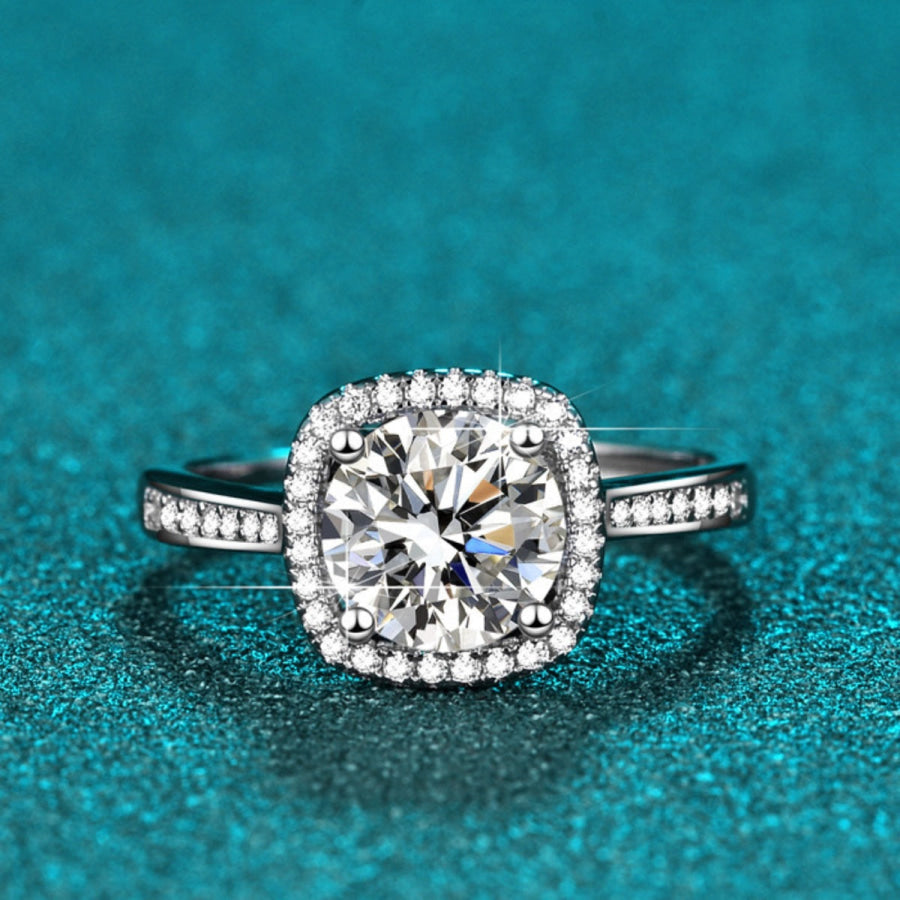 1 Carat Moissanite 925 Sterling Silver Ring Silver / One Size Apparel and Accessories