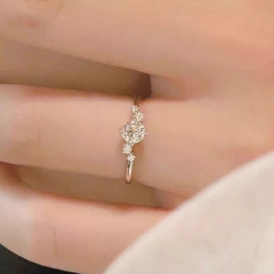 1 Carat Moissanite 925 Sterling Silver Ring Silver / One Size Apparel and Accessories