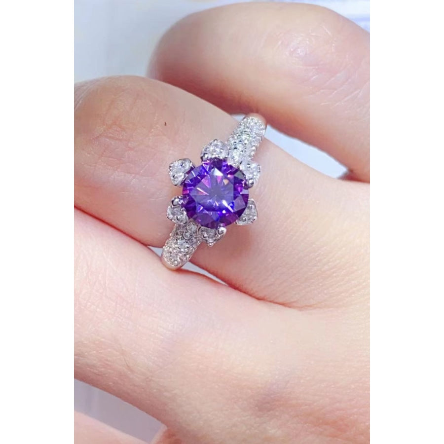 1 Carat Moissanite 925 Sterling Silver Ring Purple / 4.5