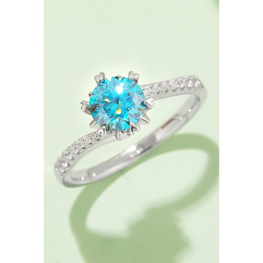 1 Carat Moissanite 925 Sterling Silver Ring Sky Blue / 4.5