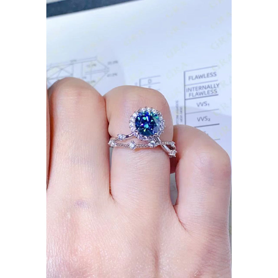 1 Carat Moissanite 925 Sterling Silver Ring Sky Blue / 4.5