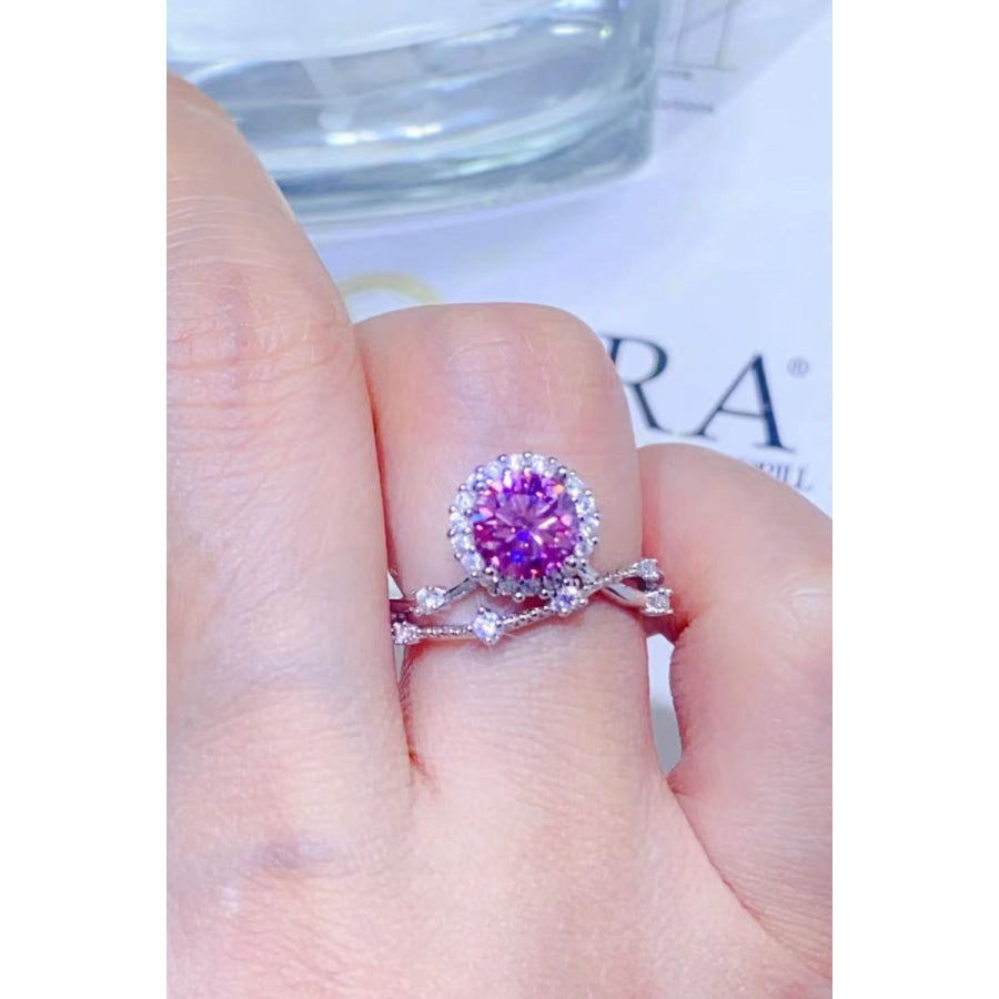 1 Carat Moissanite 925 Sterling Silver Ring Carnation Pink / 4.5